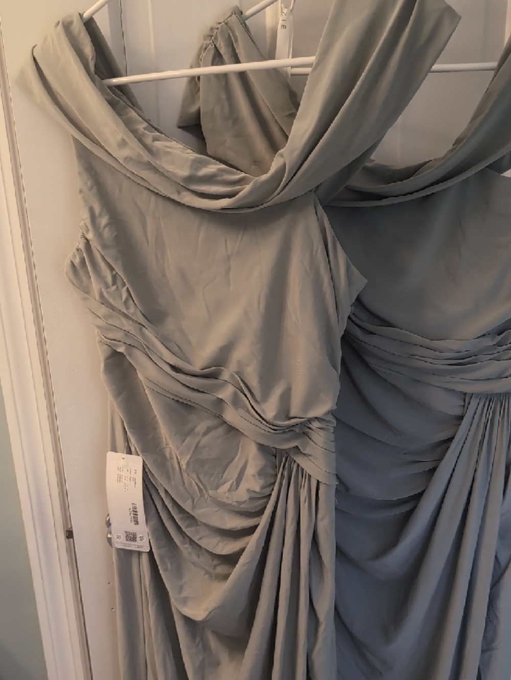 Azazie Rorie Draped Dress In Agave - Picture 2 of 5